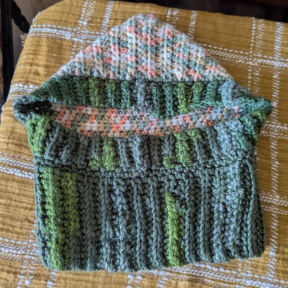 Handmade pink and green Crochet Balaclava - Picture 3 of 3